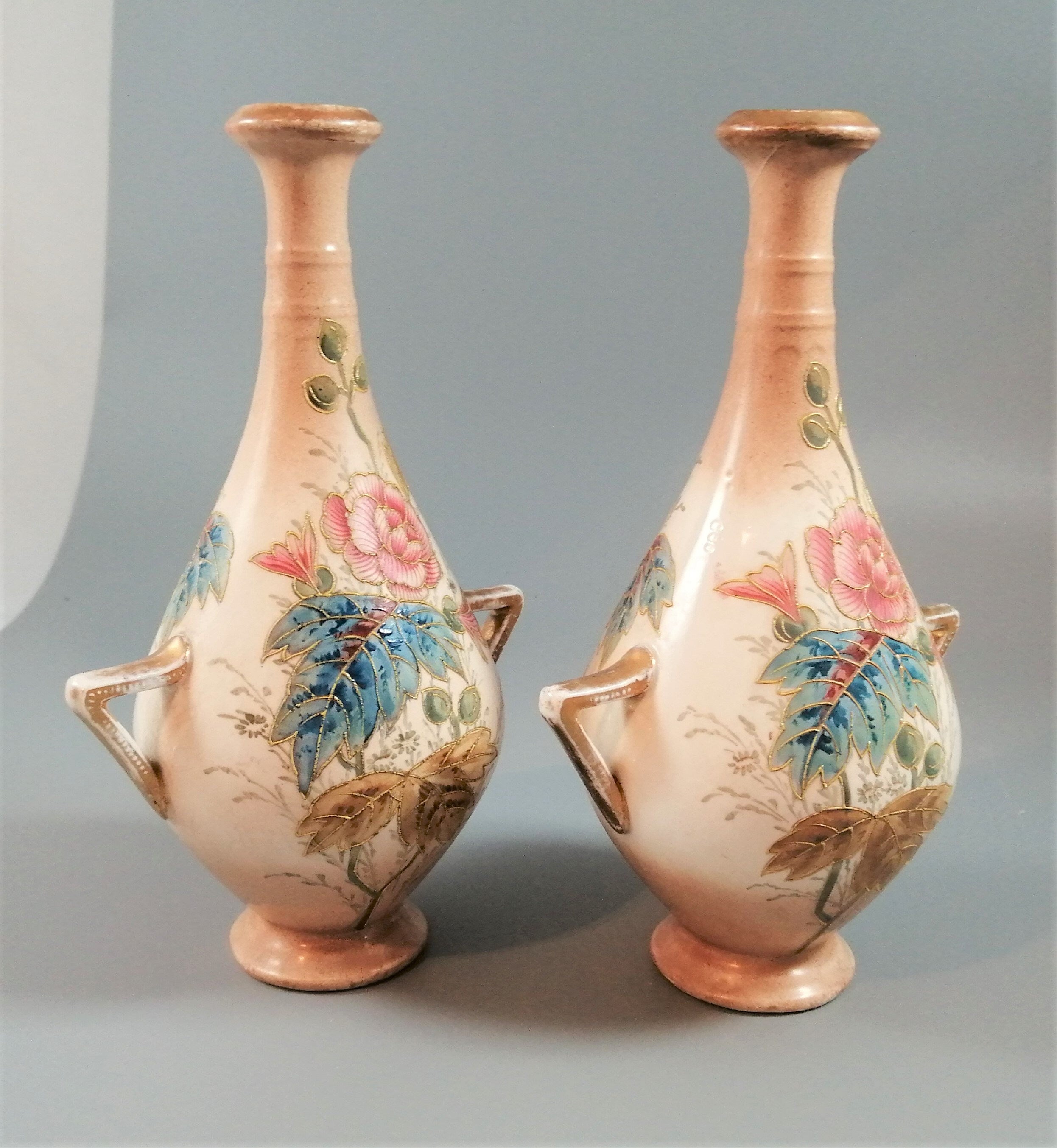 Pair of Royal Bonn Vases by Franz Anton Mehlem, c1890, signed