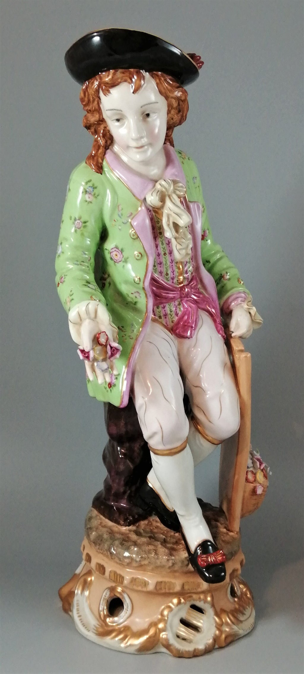 Porcelain figurine, crossed swords,Meissen style, 19th century,very large.