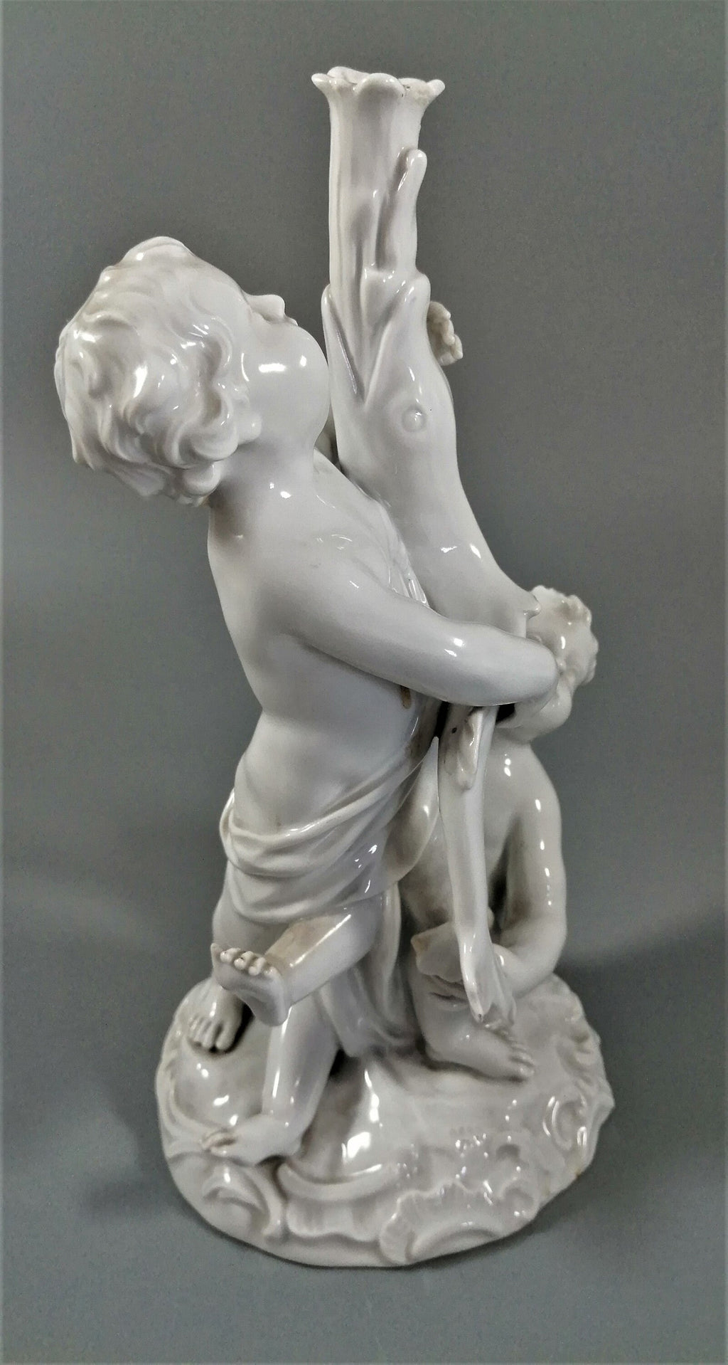 Meissen Candlestick Cherubs Dolphins Kaendler Models 1145