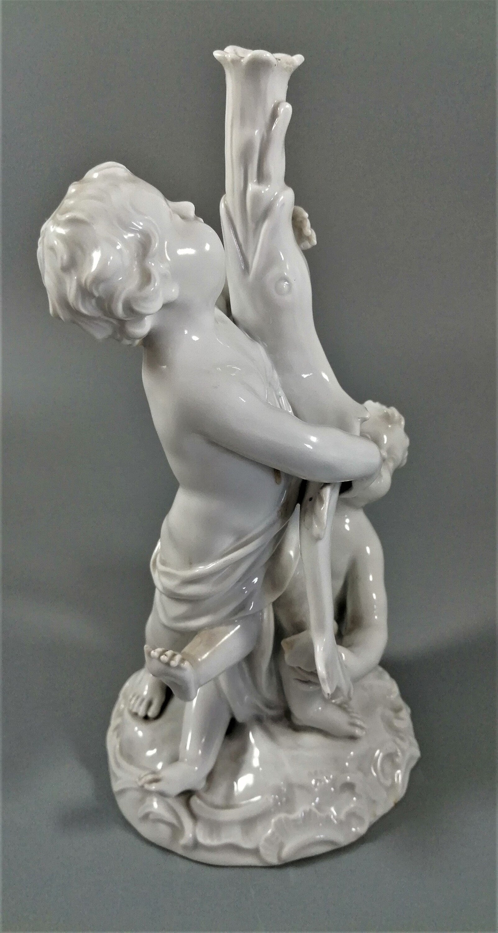 Meissen Candlestick Cherubs Dolphins Kaendler Models 1145