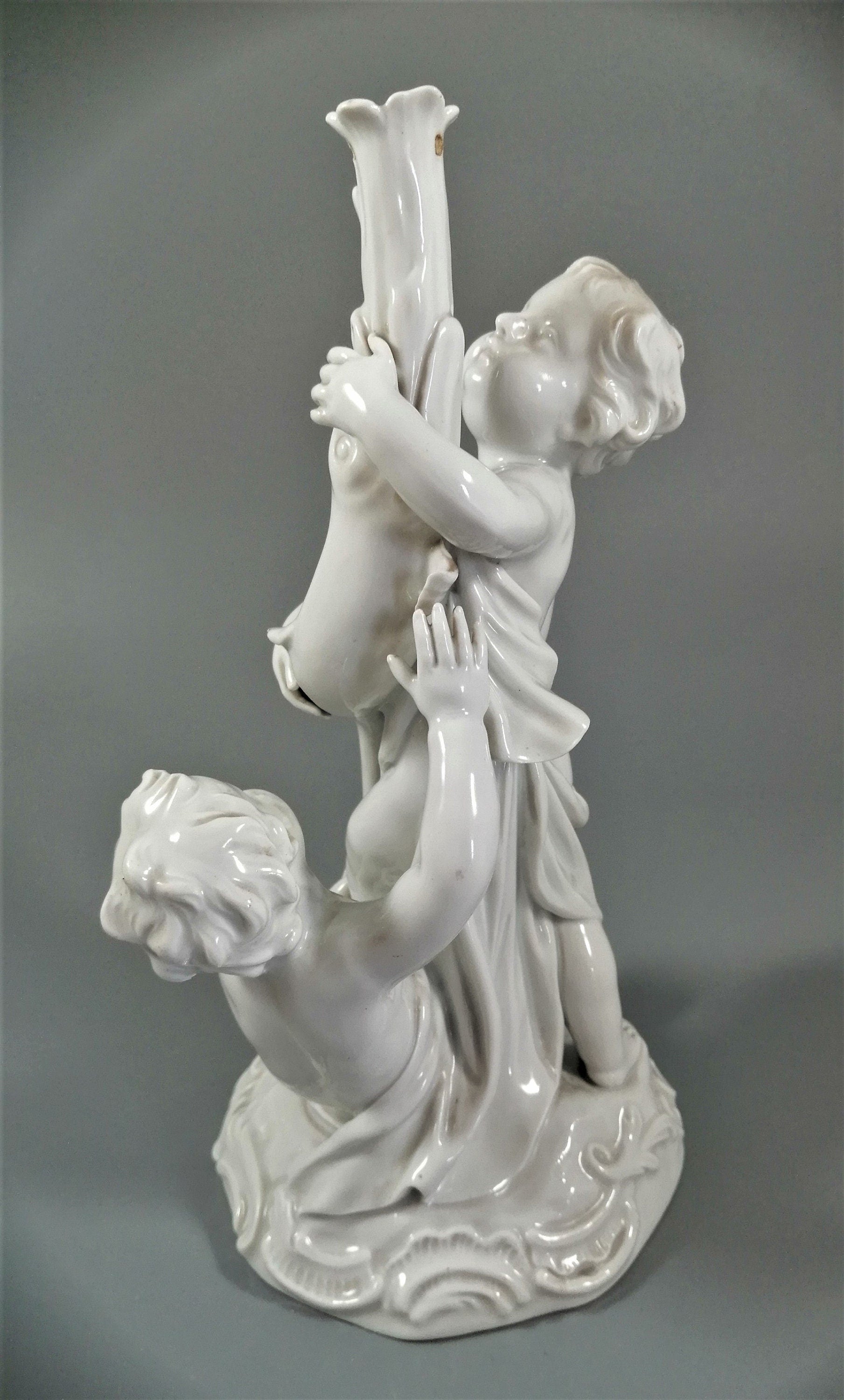 Meissen Candlestick Cherubs Dolphins Kaendler Models 1145