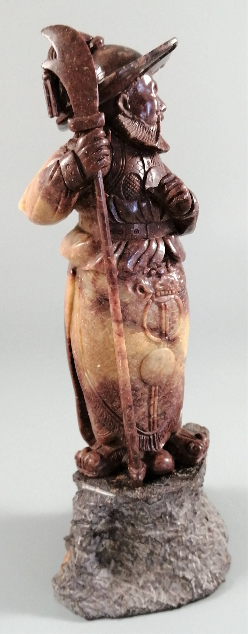 Antique natural Shoushan stone carved warrior statue