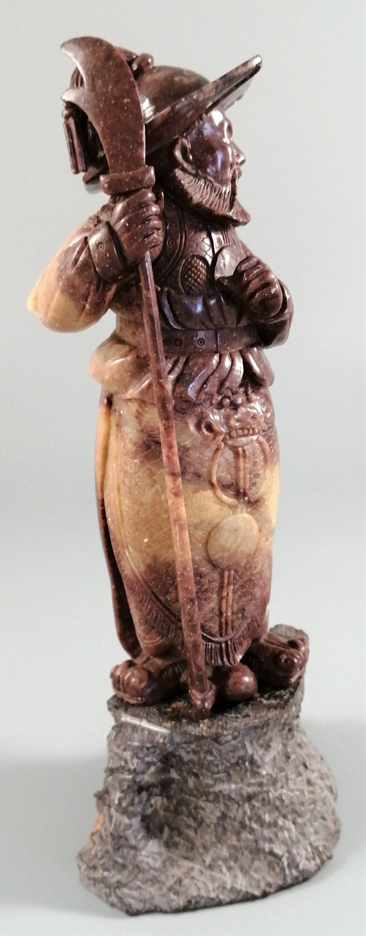 Antique natural Shoushan stone carved warrior statue