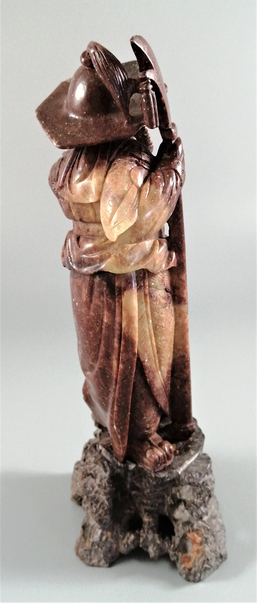 Antique natural Shoushan stone carved warrior statue