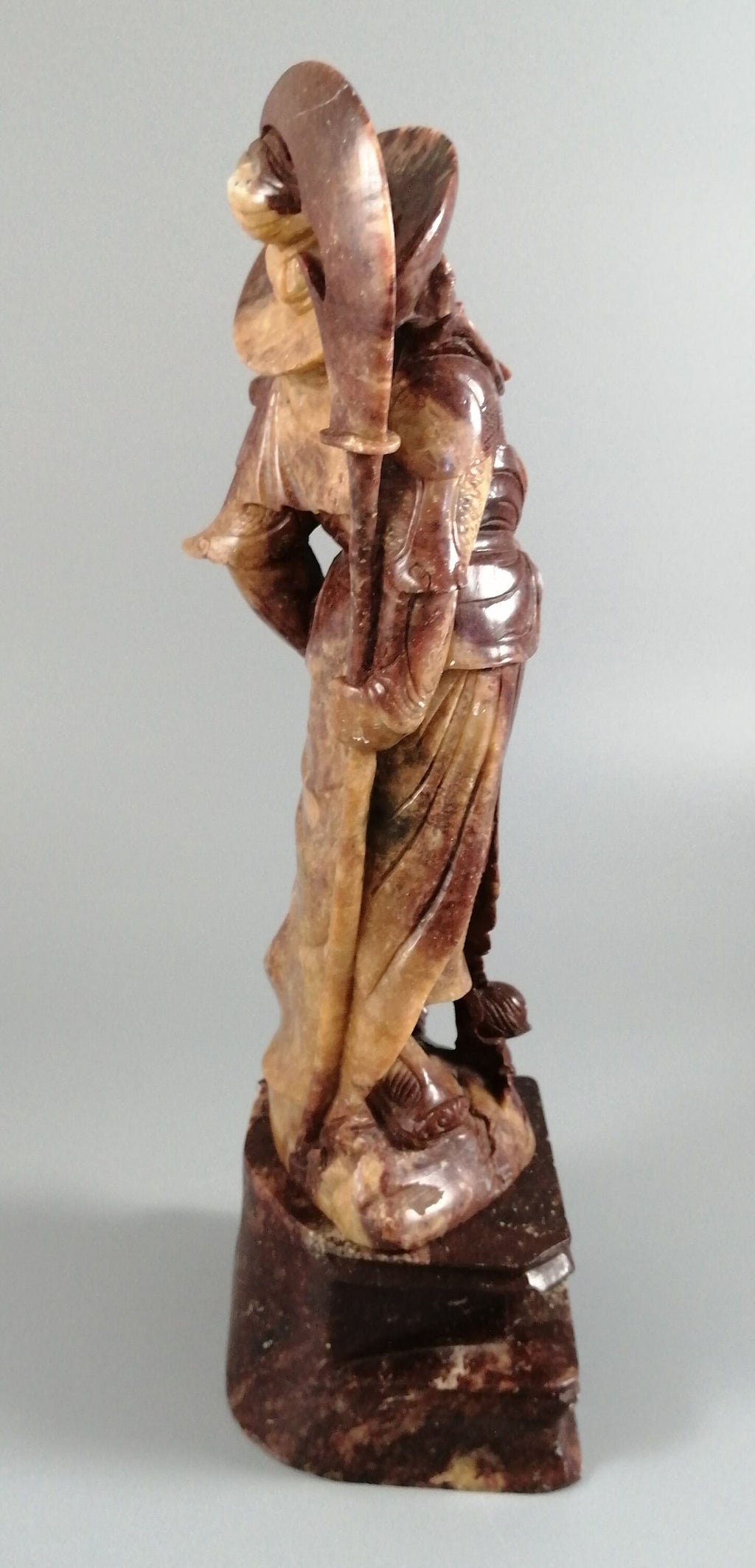 Antique natural Shoushan stone carved warrior statue