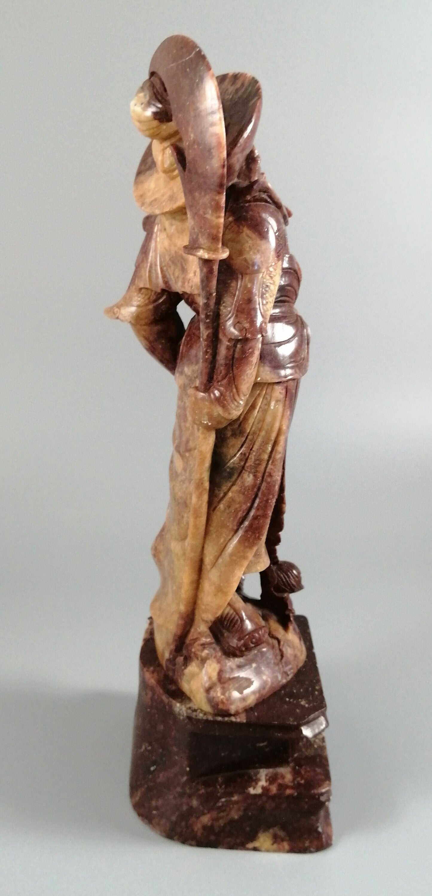 Antique natural Shoushan stone carved warrior statue
