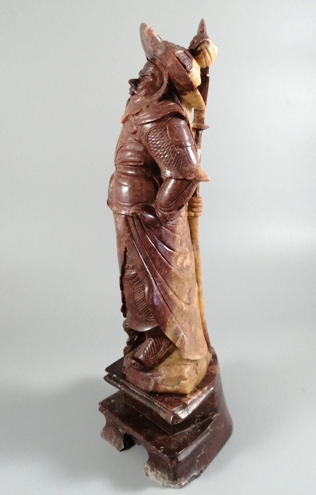 Antique natural Shoushan stone carved warrior statue