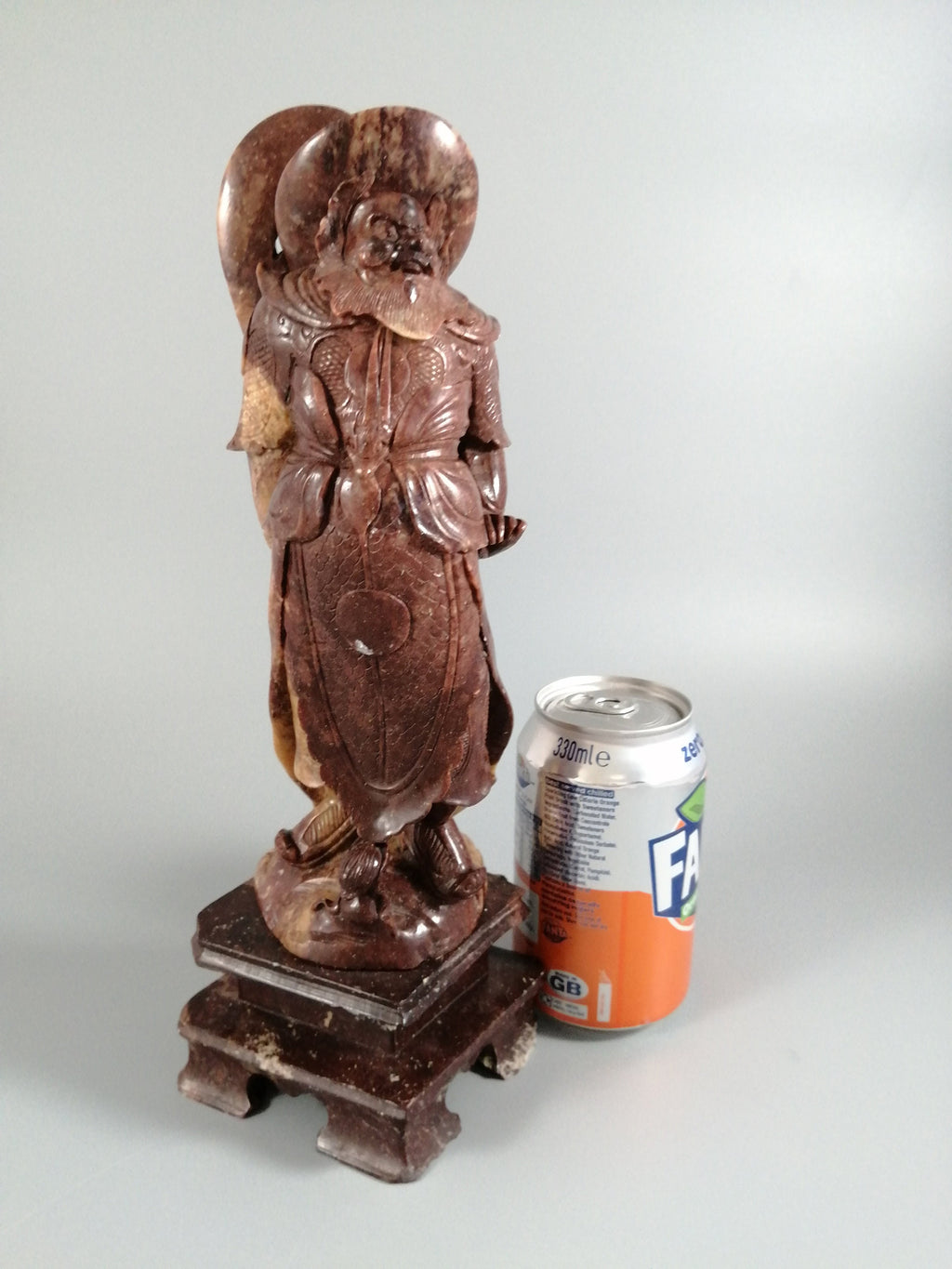 Antique natural Shoushan stone carved warrior statue