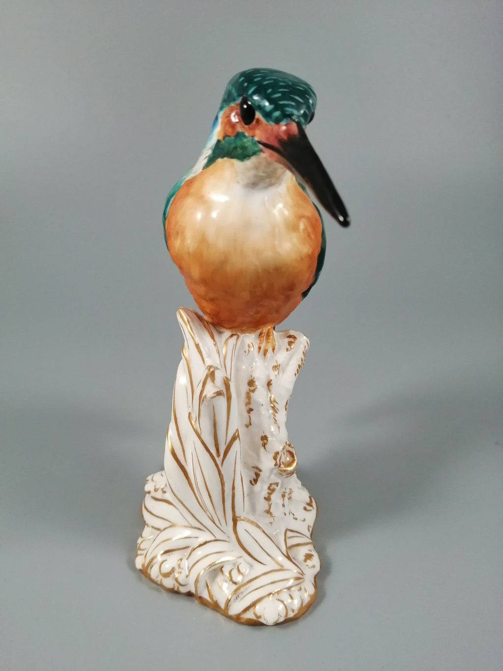 Royal Worcester Bird on Stump Kingfisher 2666, 1918