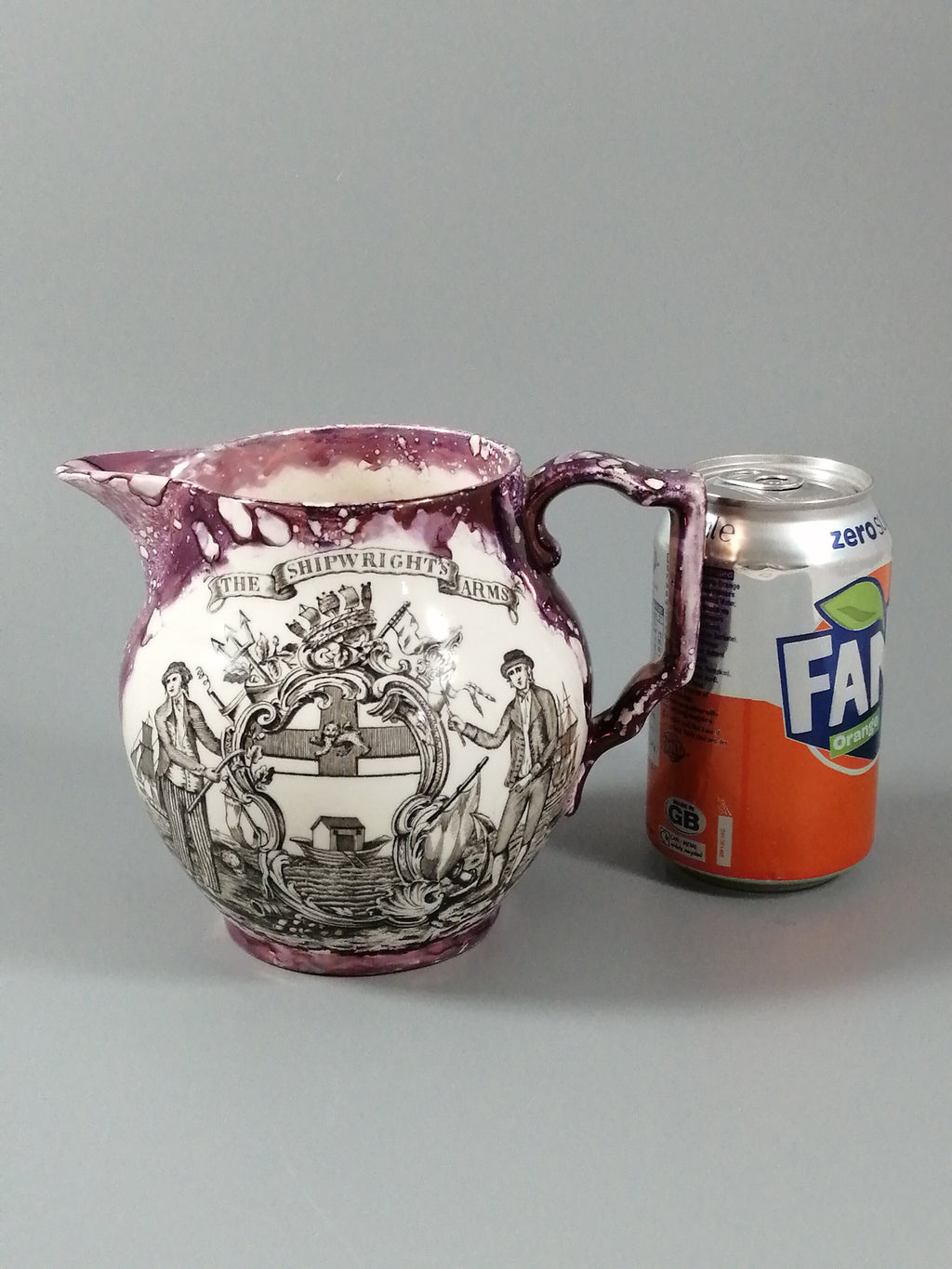 Antique Sunderland lustre jug- The Shipwright's arms/The Sailor farewell,c.1830