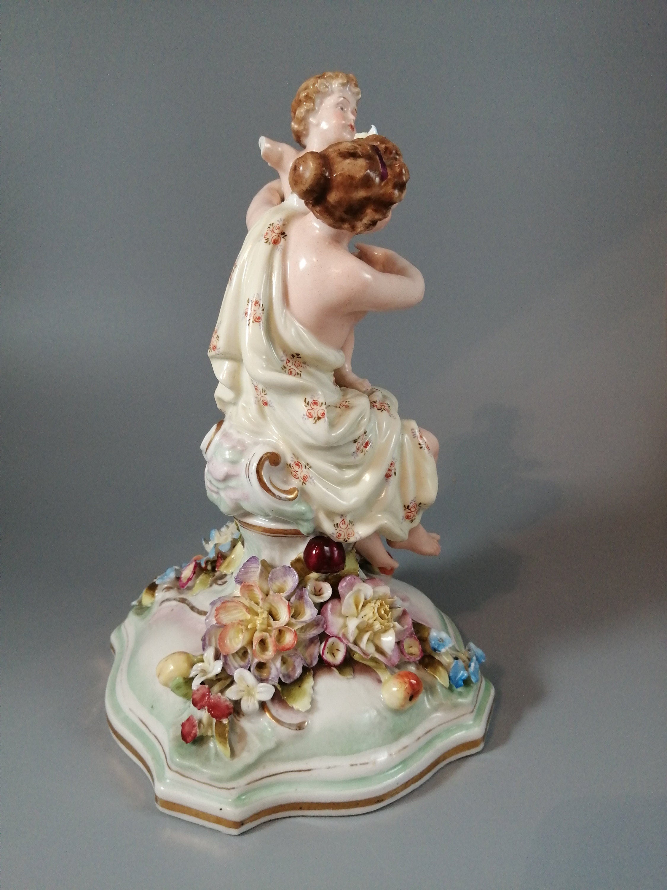 Antique porcelain figure Schierholtz Woman with Cherub, c. 1880