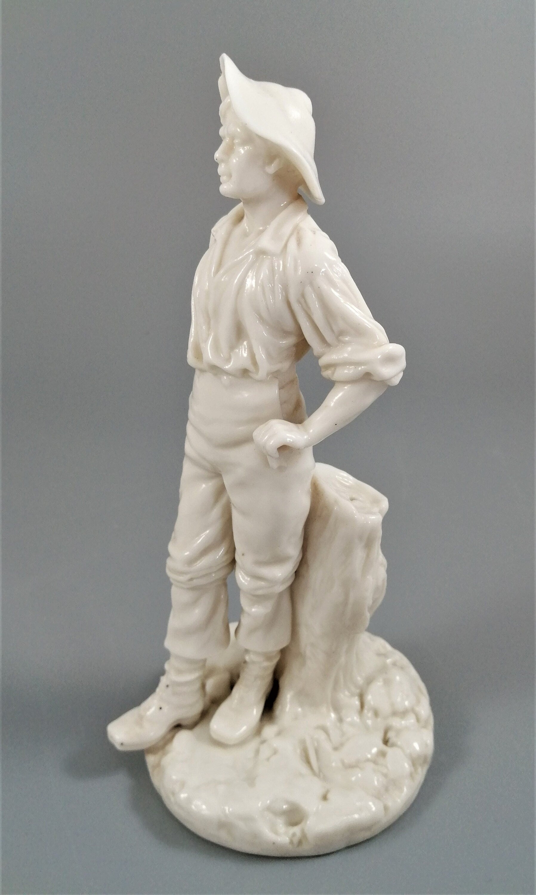 Rare Royal Worcester white glazed figurine of Labourer, c. 1870