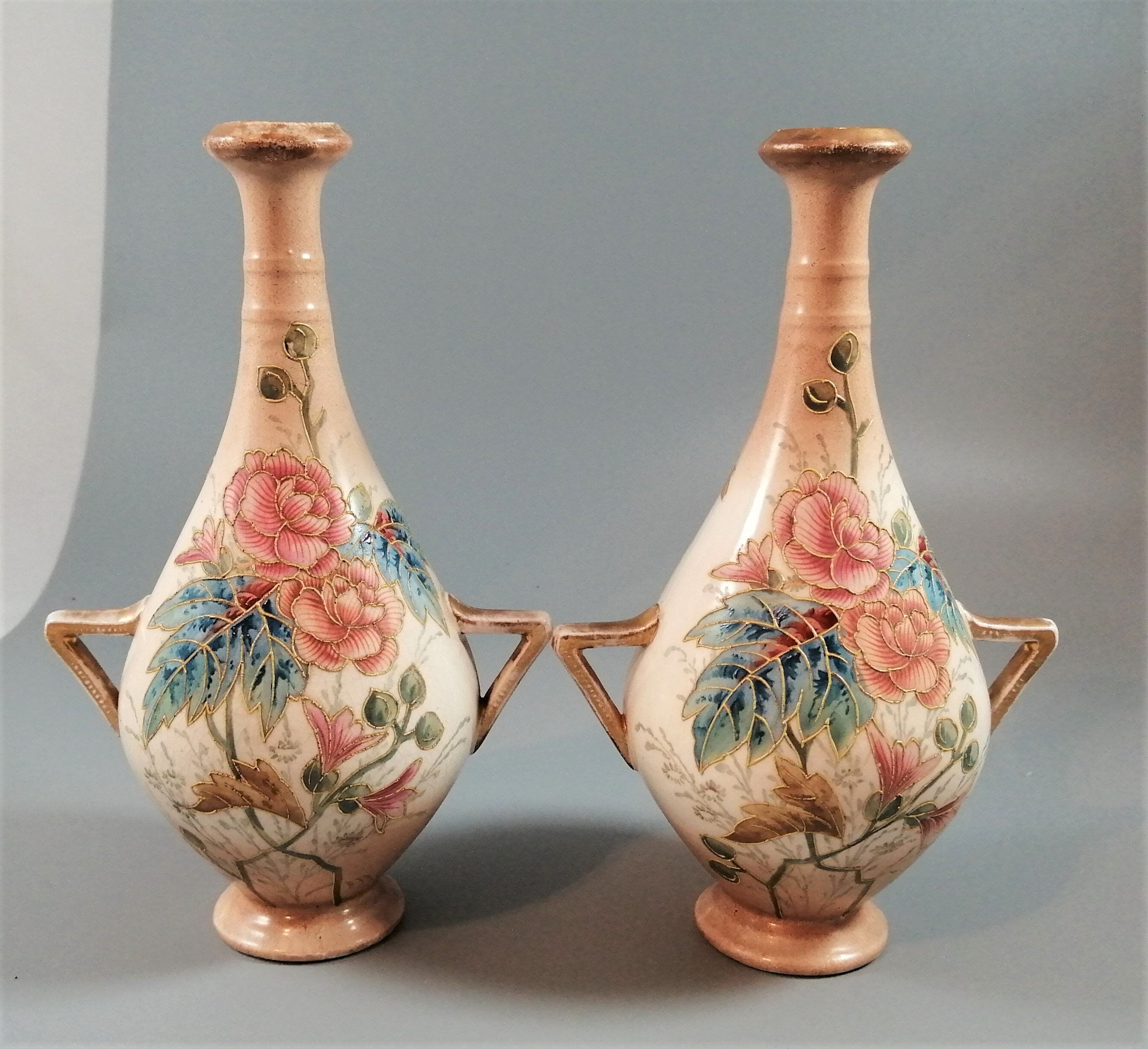 Pair of Royal Bonn Vases by Franz Anton Mehlem, c1890, signed