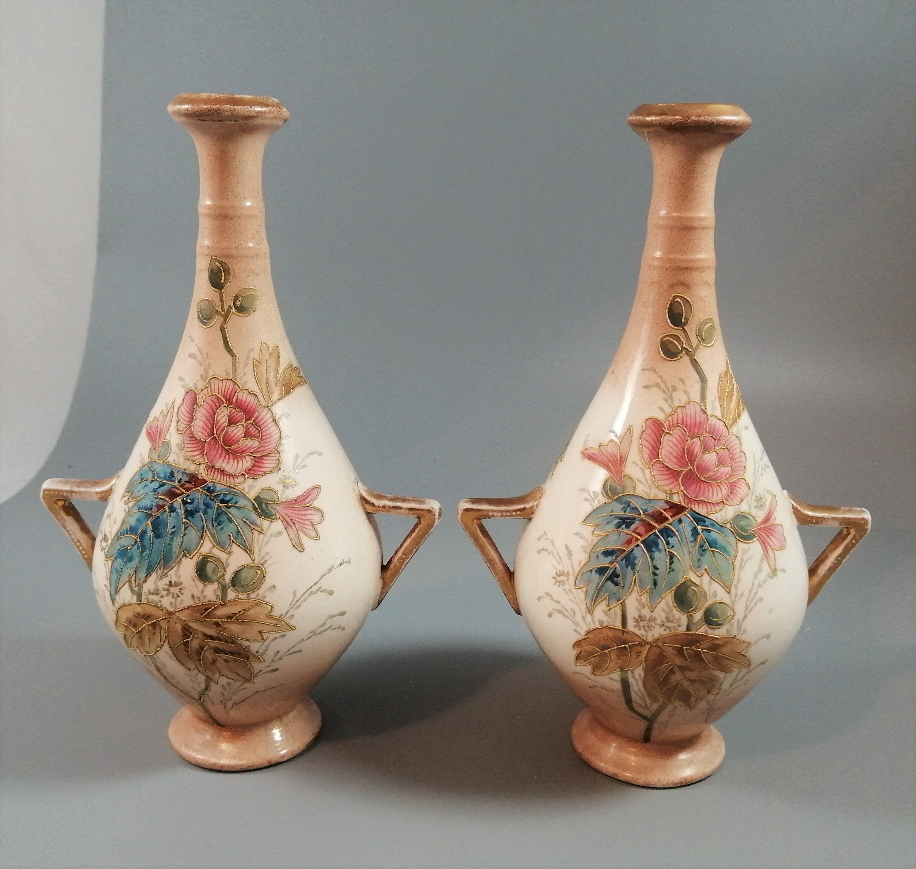 Pair of Royal Bonn Vases by Franz Anton Mehlem, c1890, signed