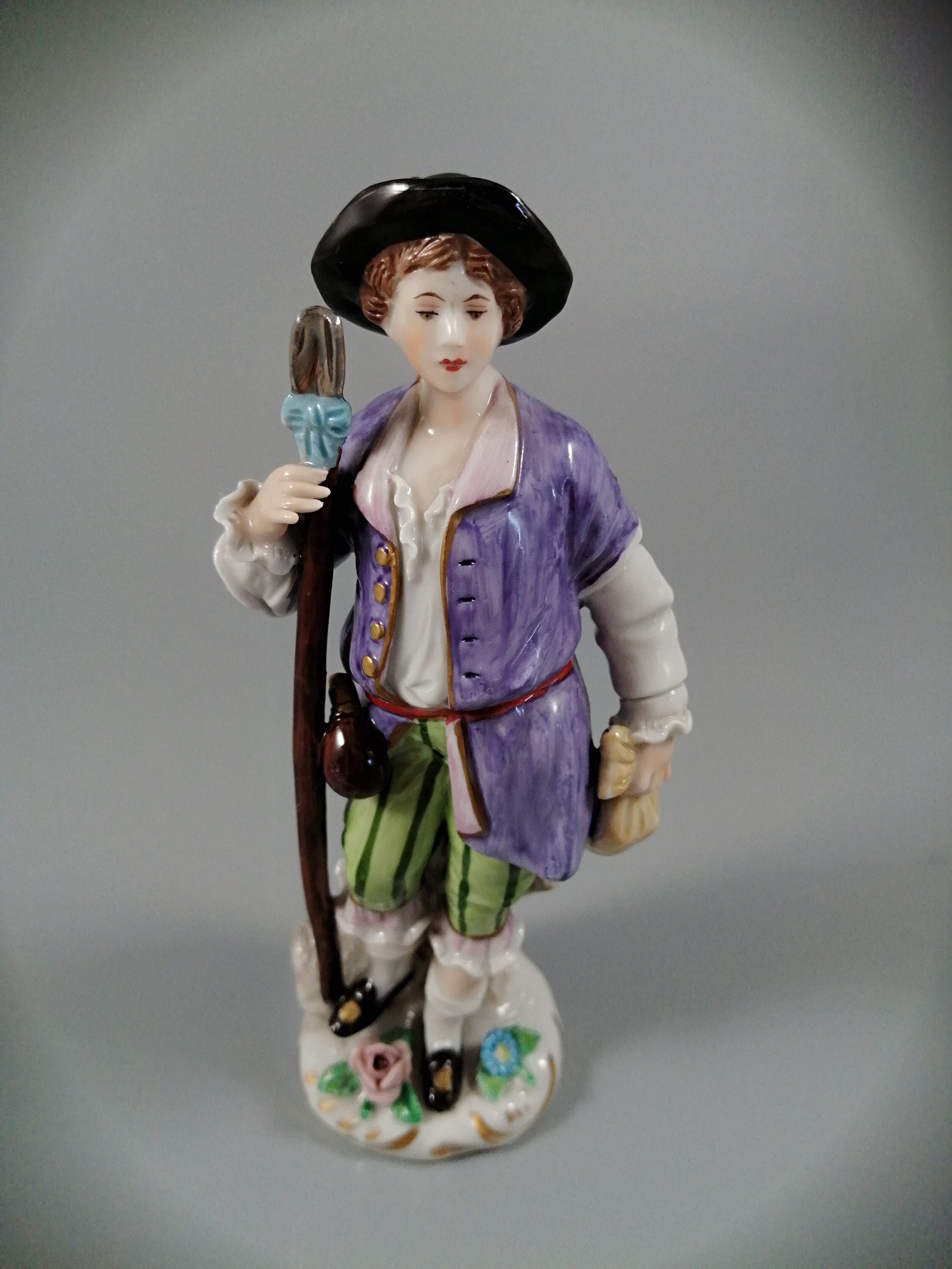 Vintage porcelain figurine of a traveller, Sitzendorf