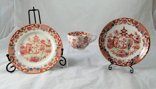 Antique chinoiserie set, tea cup,saucer and dessert plate,Williamson & Sons