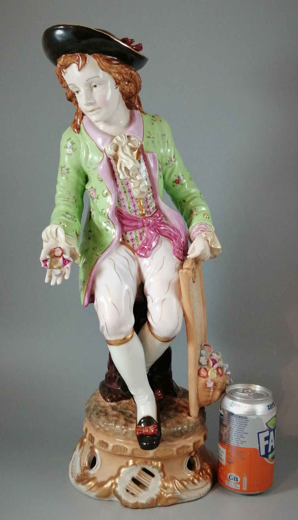 Porcelain figurine, crossed swords,Meissen style, 19th century,very large.