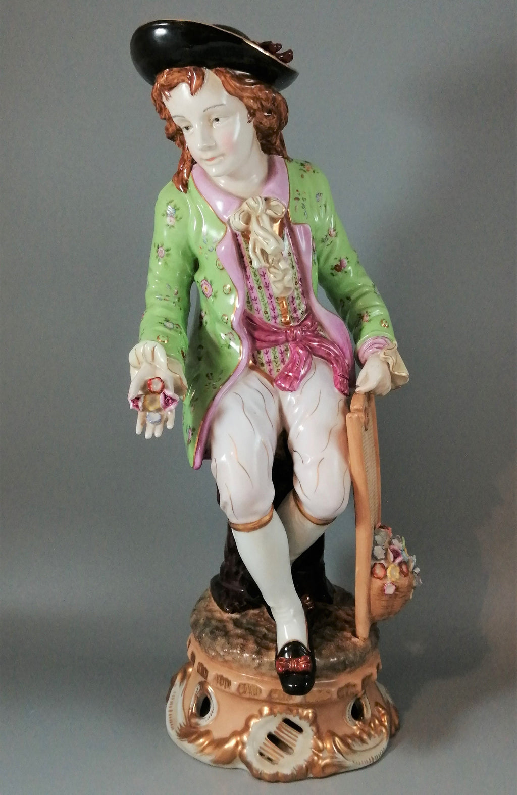 Porcelain figurine, crossed swords,Meissen style, 19th century,very large.