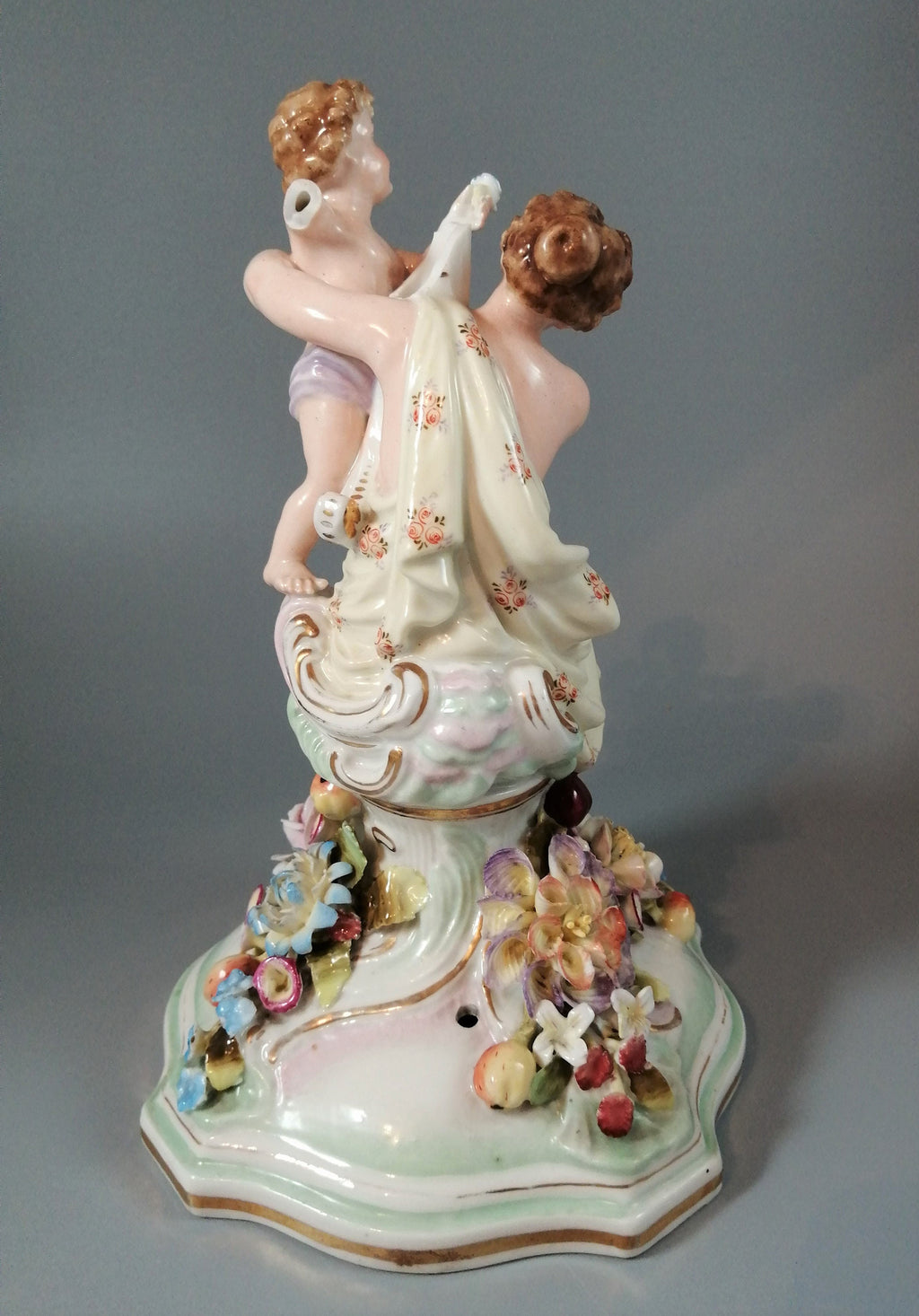 Antique porcelain figure Schierholtz Woman with Cherub, c. 1880