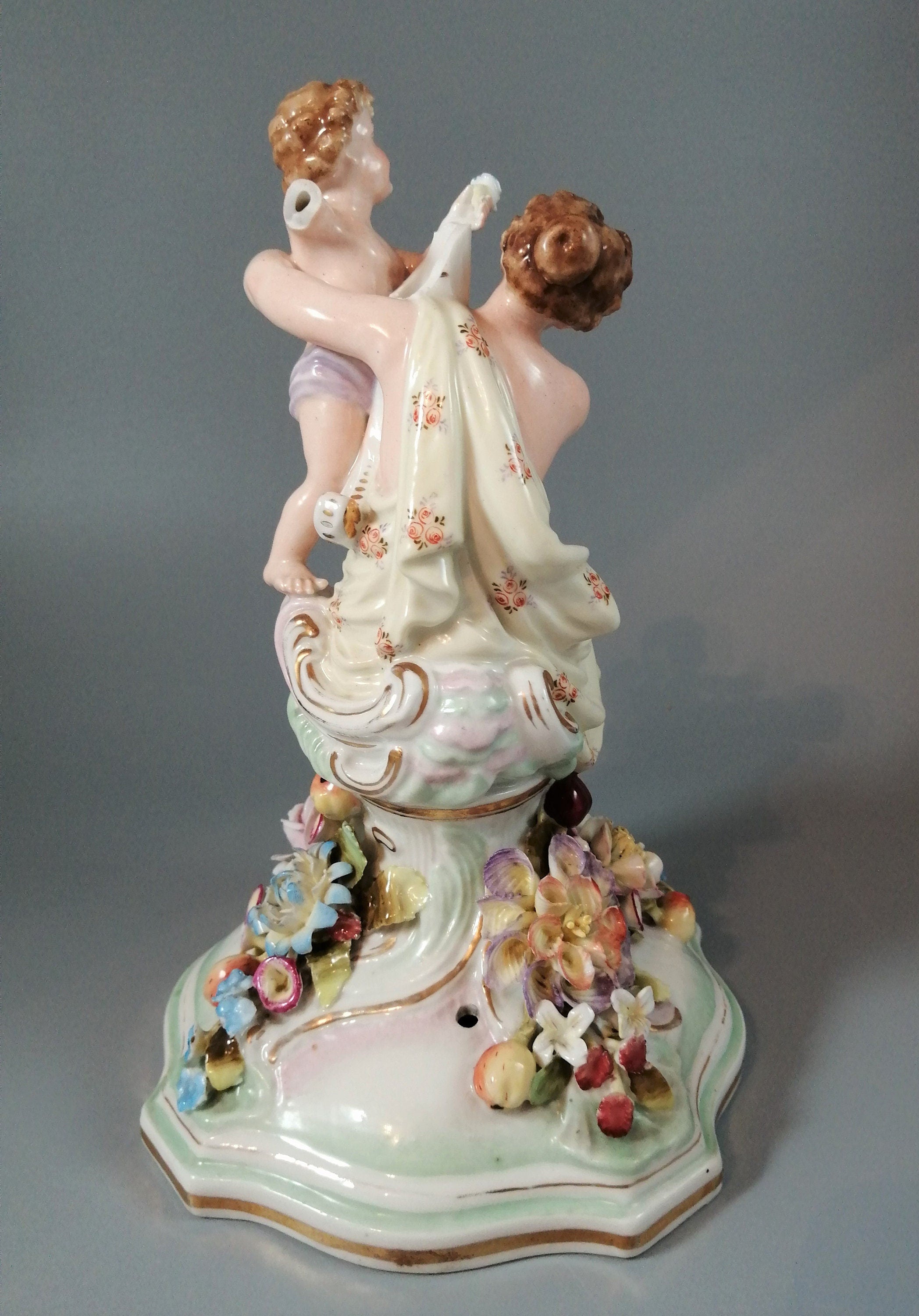 Antique porcelain figure Schierholtz Woman with Cherub, c. 1880