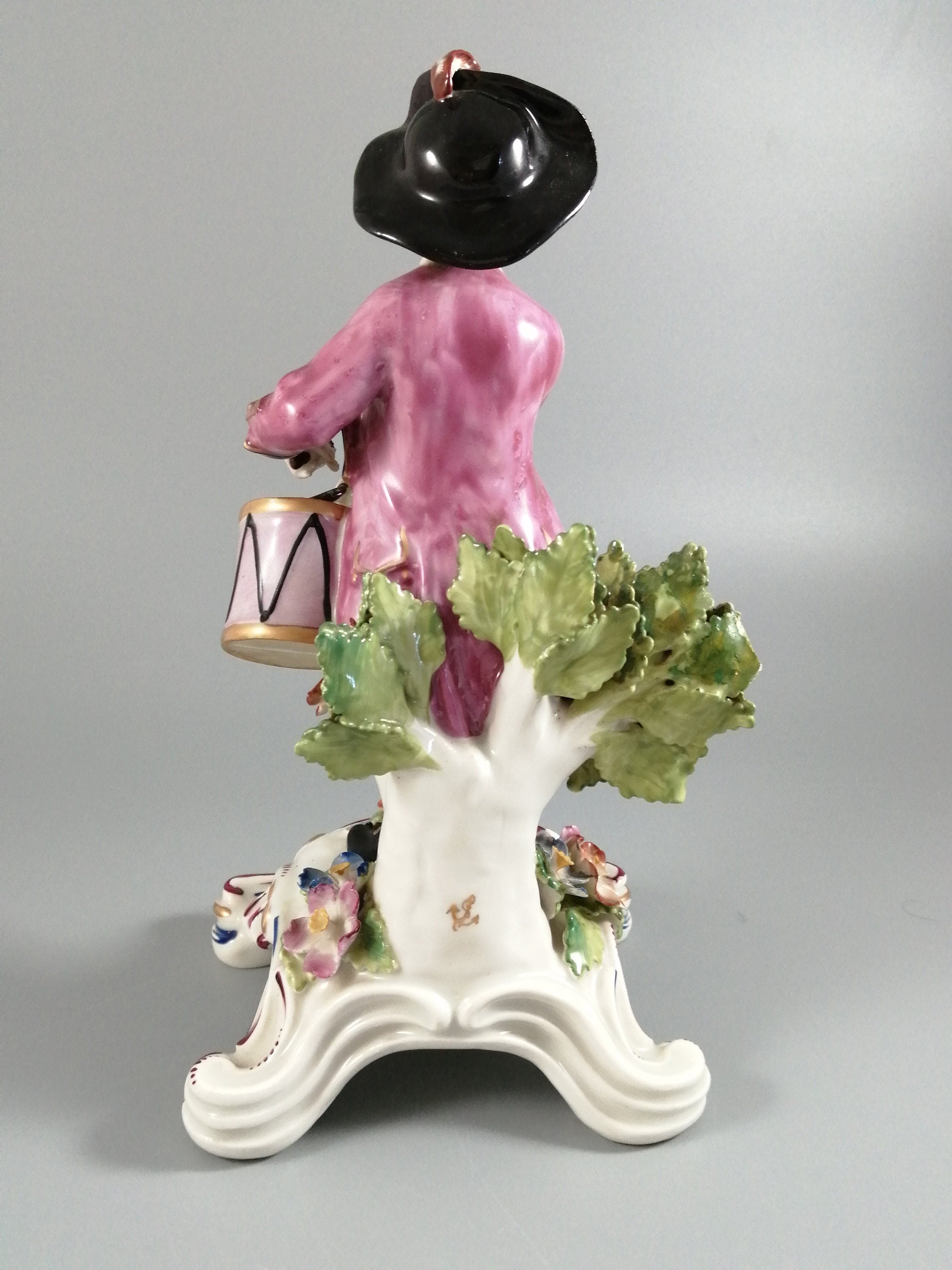 Rare Bow Porcelain Boy Drummer Figurine: English Pastel Decor, c. 1744