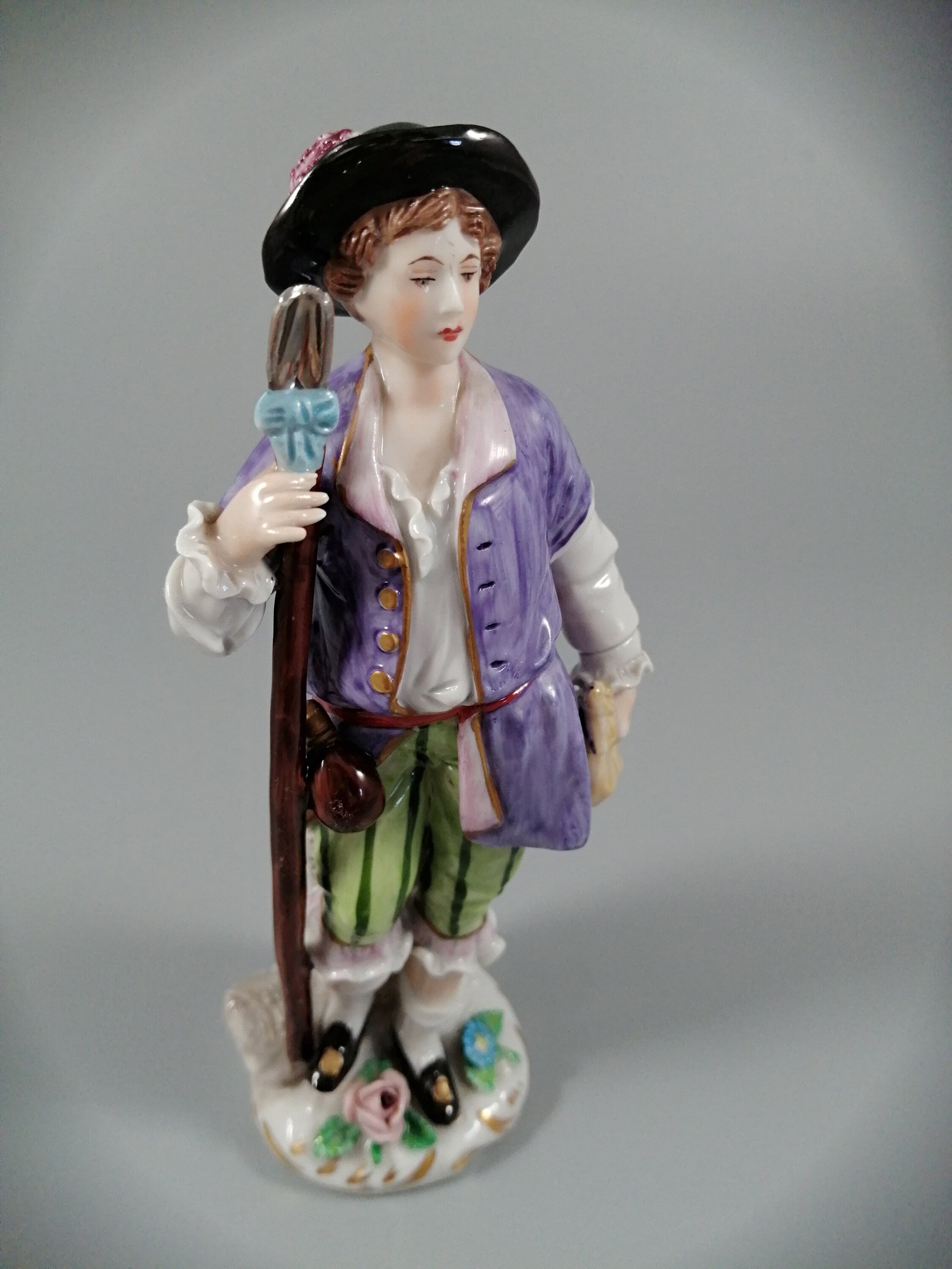 Vintage porcelain figurine of a traveller, Sitzendorf