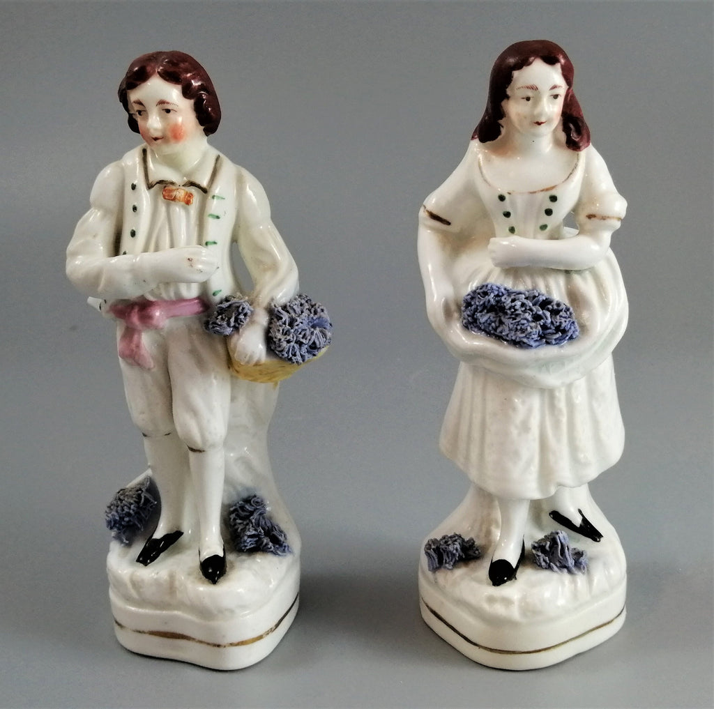 Antique Staffordshire Gardener Figures: James Dudson Pair, c. 1840