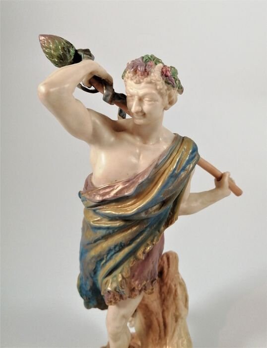 James Hadley - Royal Worcester - Figurine, Satyr with Staff, Pattern 1440 - Porcelain