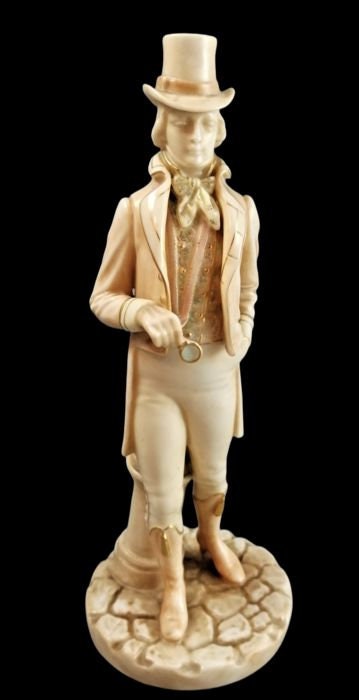 Royal Worcester figurine of a gentleman by James Hadley, Regency era, porcelain
