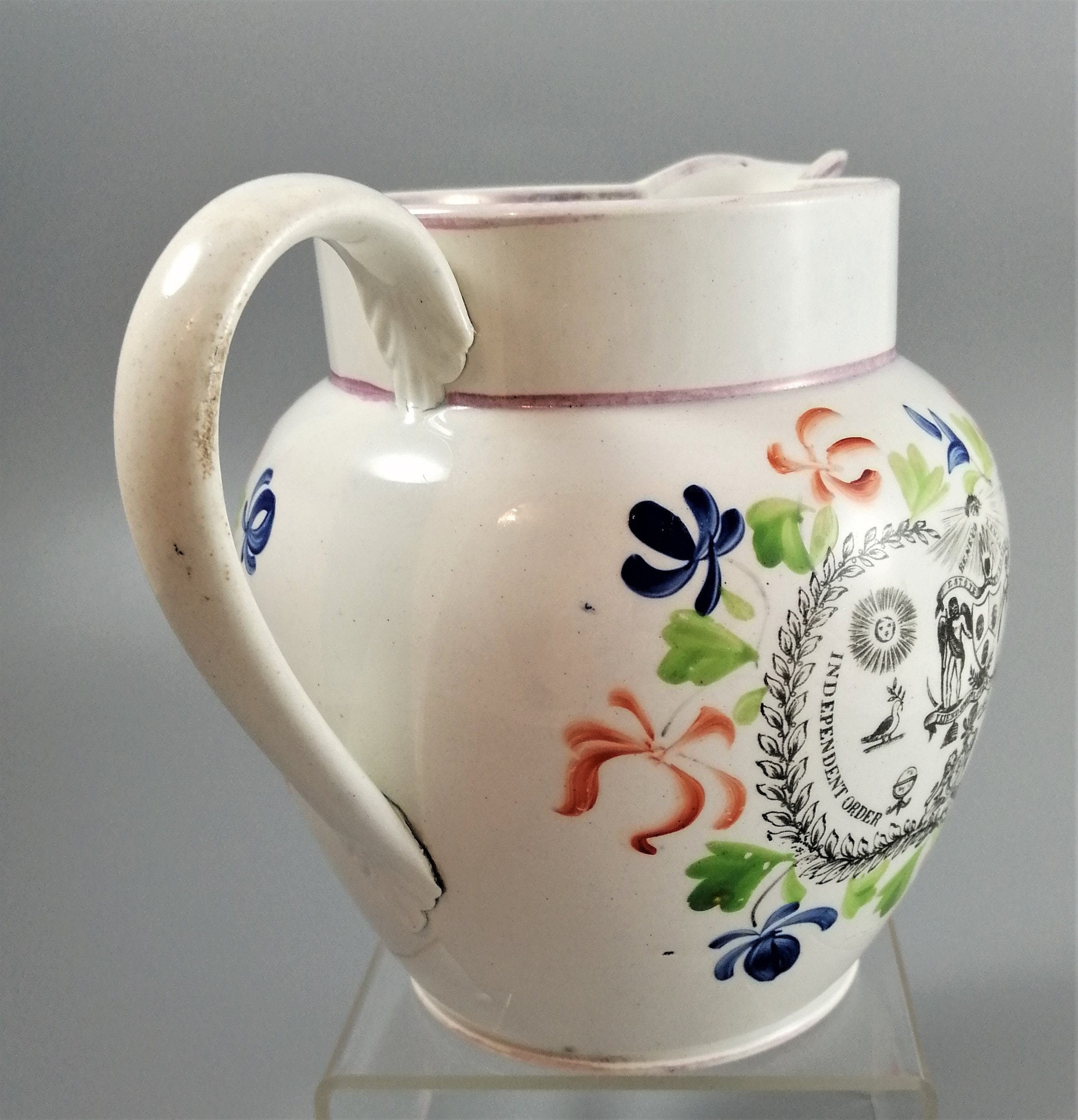 Antique jug with Masonic designs, Independent Order of Odd Fellows .Rare