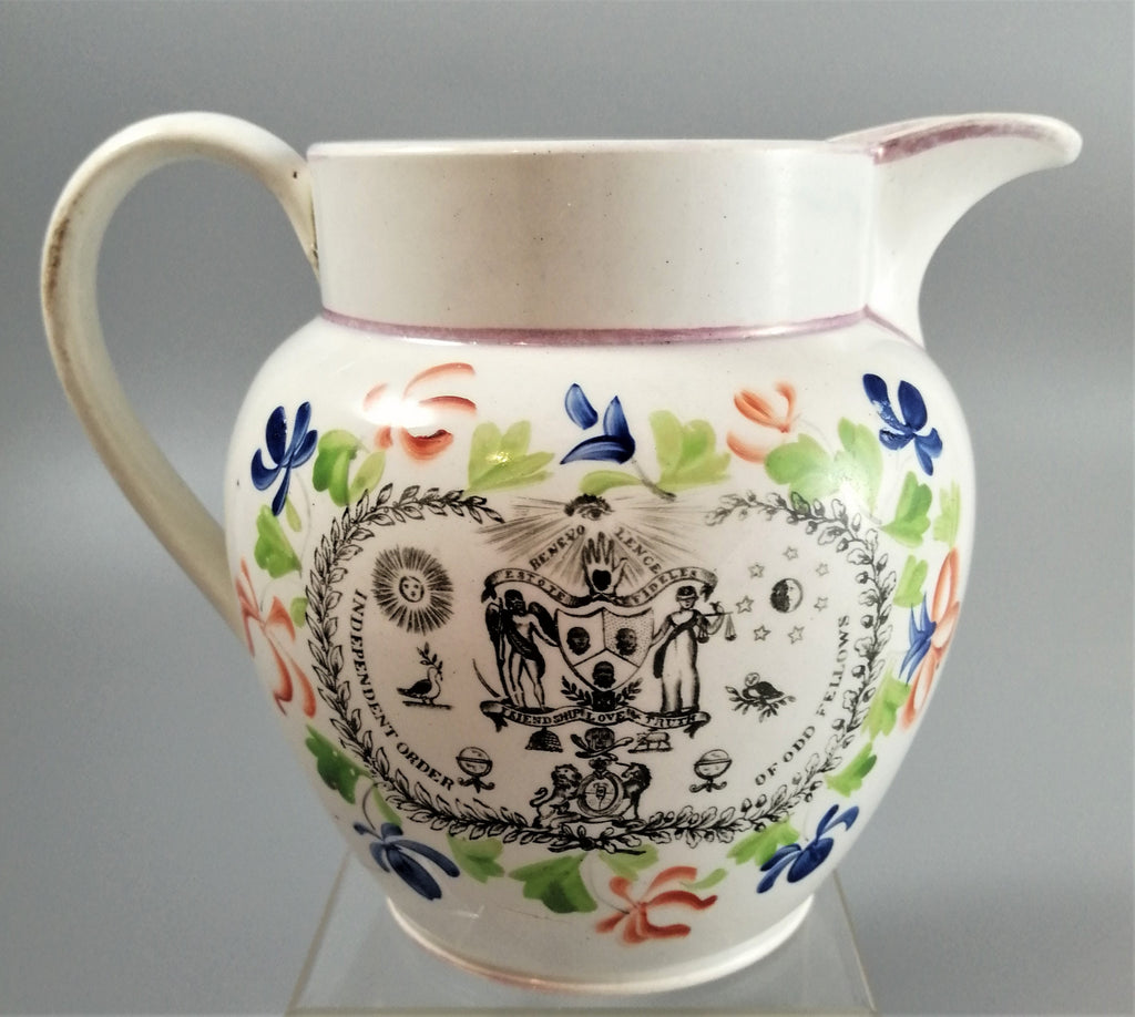 Antique jug with Masonic designs, Independent Order of Odd Fellows .Rare