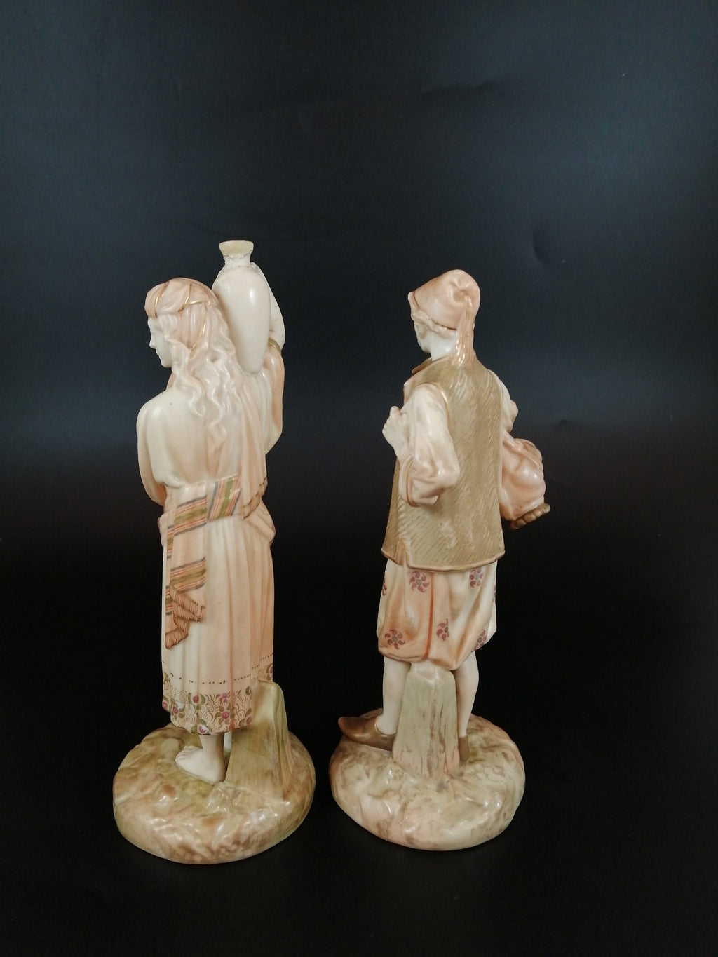 Royal Worcester porcelain pair figurines Eastern Water Carriers, James Hadley,1896