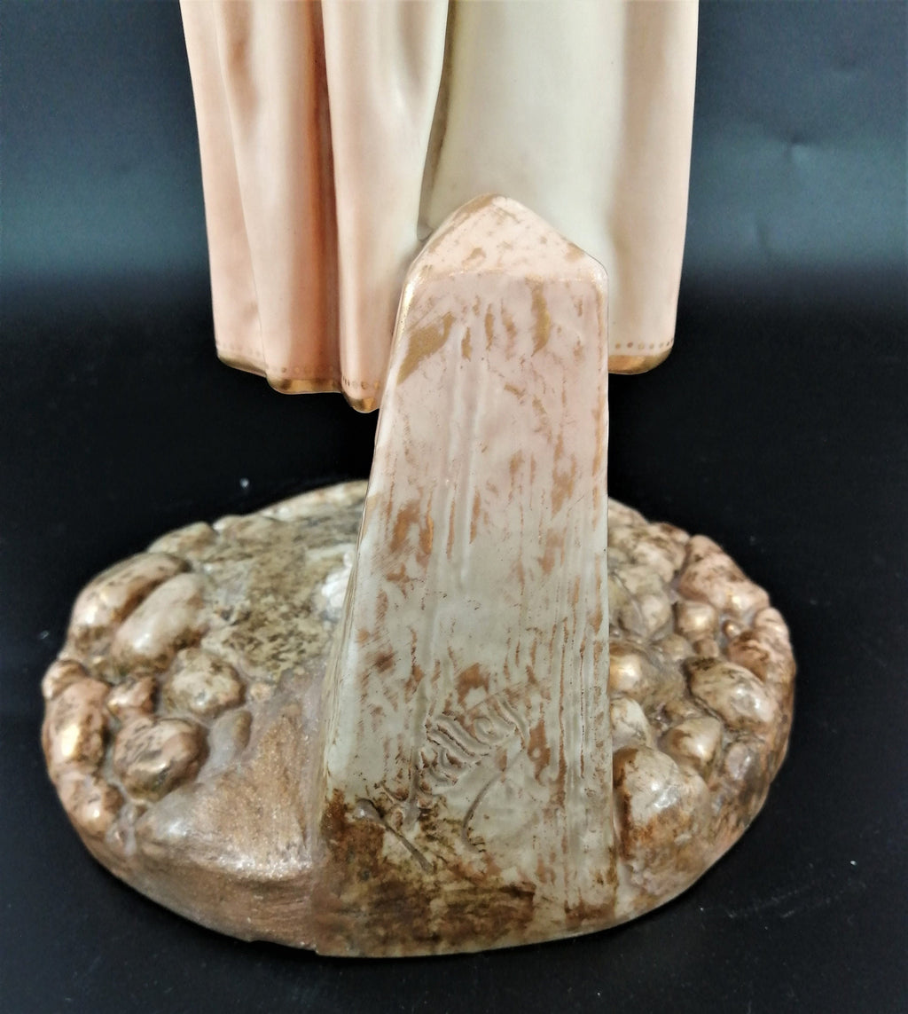 Royal Worcester Porcelain Figurine: French Fisher Girl, James Hadley 1886, 17" Antique Decor
