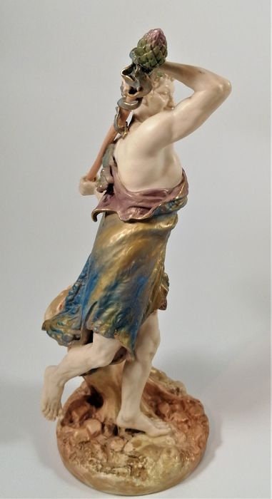 James Hadley - Royal Worcester - Figurine, Satyr with Staff, Pattern 1440 - Porcelain