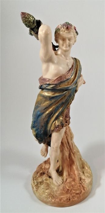 James Hadley - Royal Worcester - Figurine, Satyr with Staff, Pattern 1440 - Porcelain