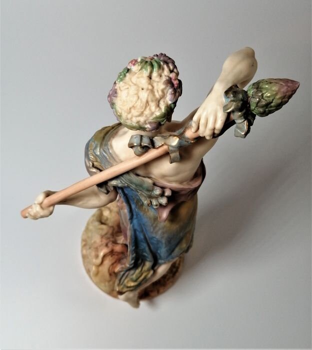 James Hadley - Royal Worcester - Figurine, Satyr with Staff, Pattern 1440 - Porcelain