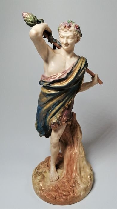 James Hadley - Royal Worcester - Figurine, Satyr with Staff, Pattern 1440 - Porcelain