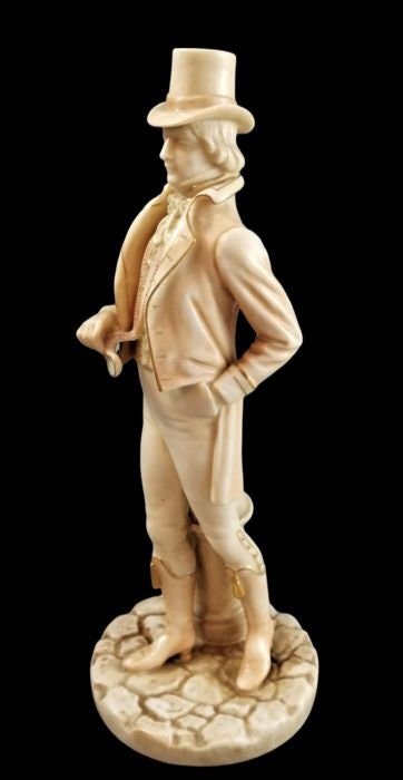 Royal Worcester figurine of a gentleman by James Hadley, Regency era, porcelain