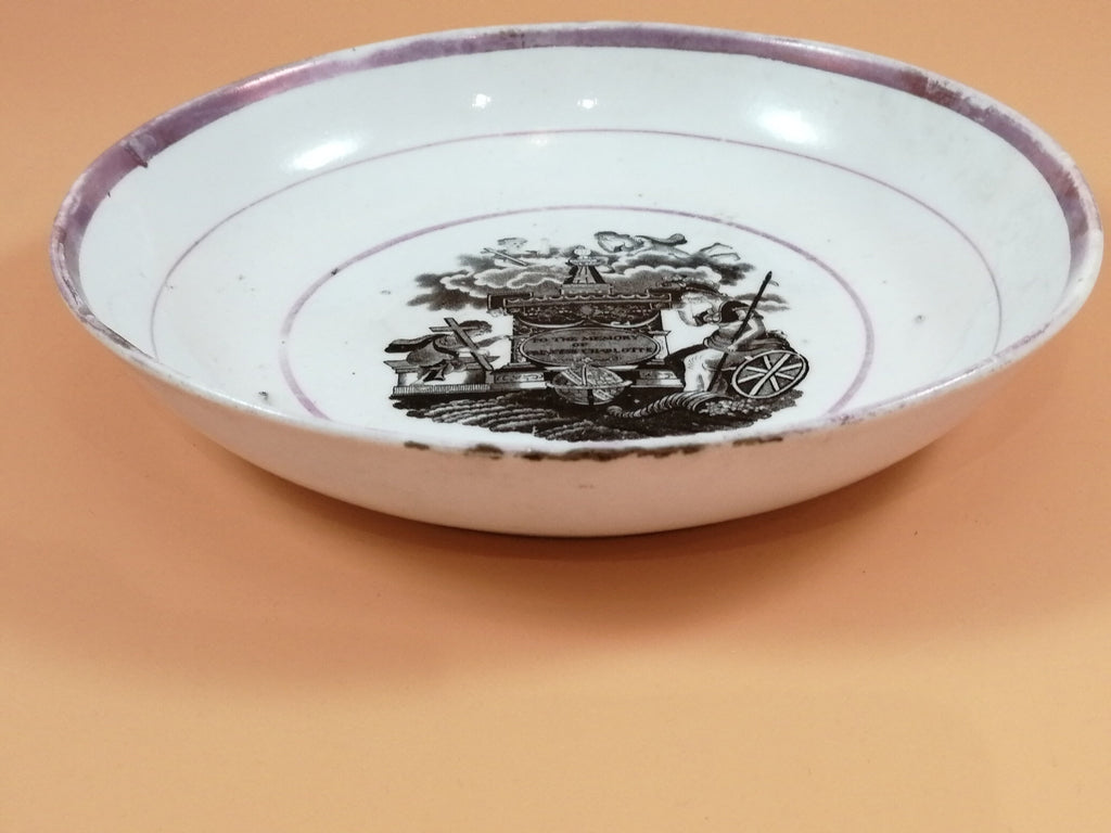 Antique Staffordshire Lustreware Saucer: Princess Charlotte Memorial, 1817