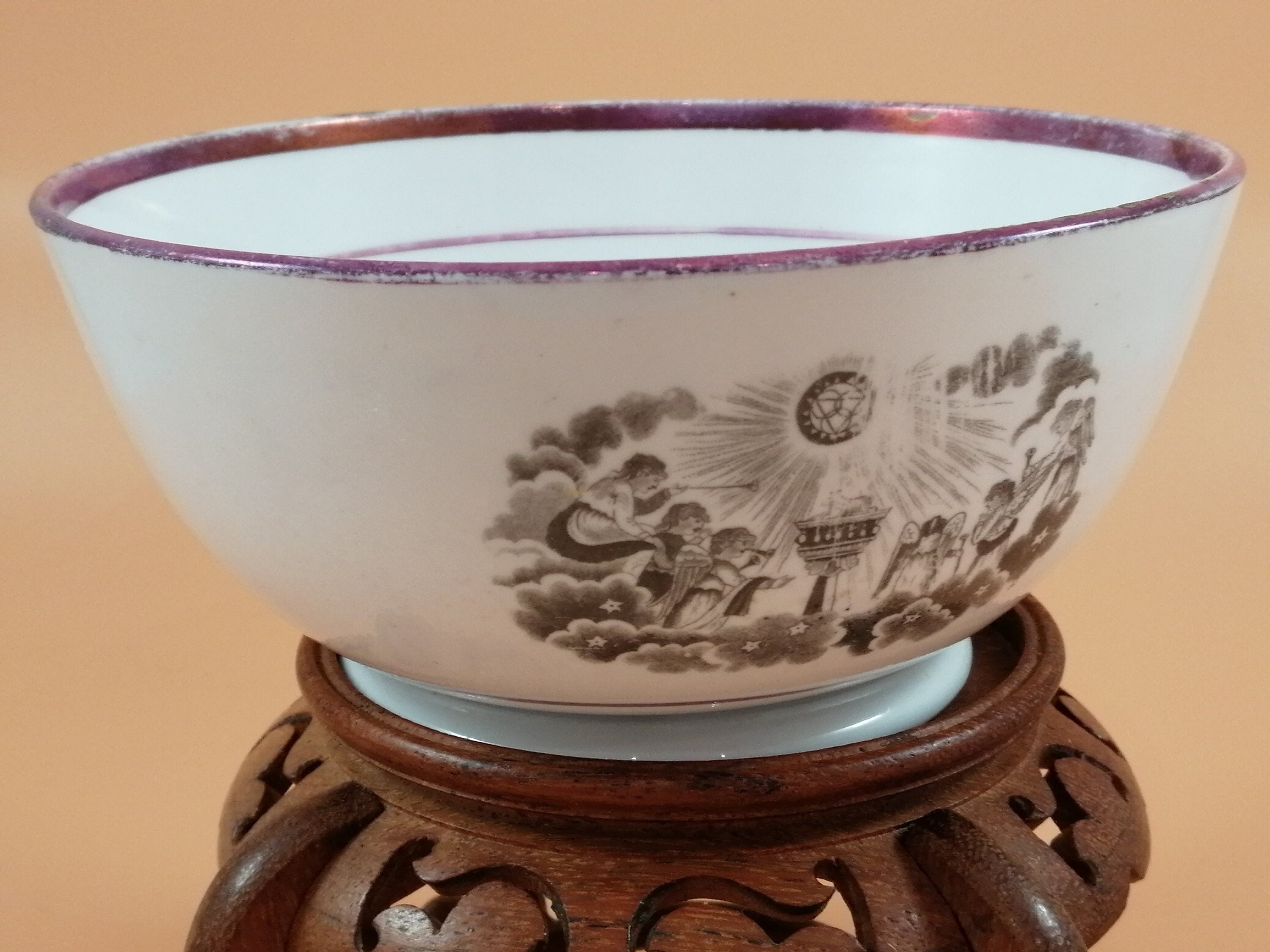 Rare 1817 Princess Charlotte Memorial Tea Bowl: Antique Staffordshire Lustreware