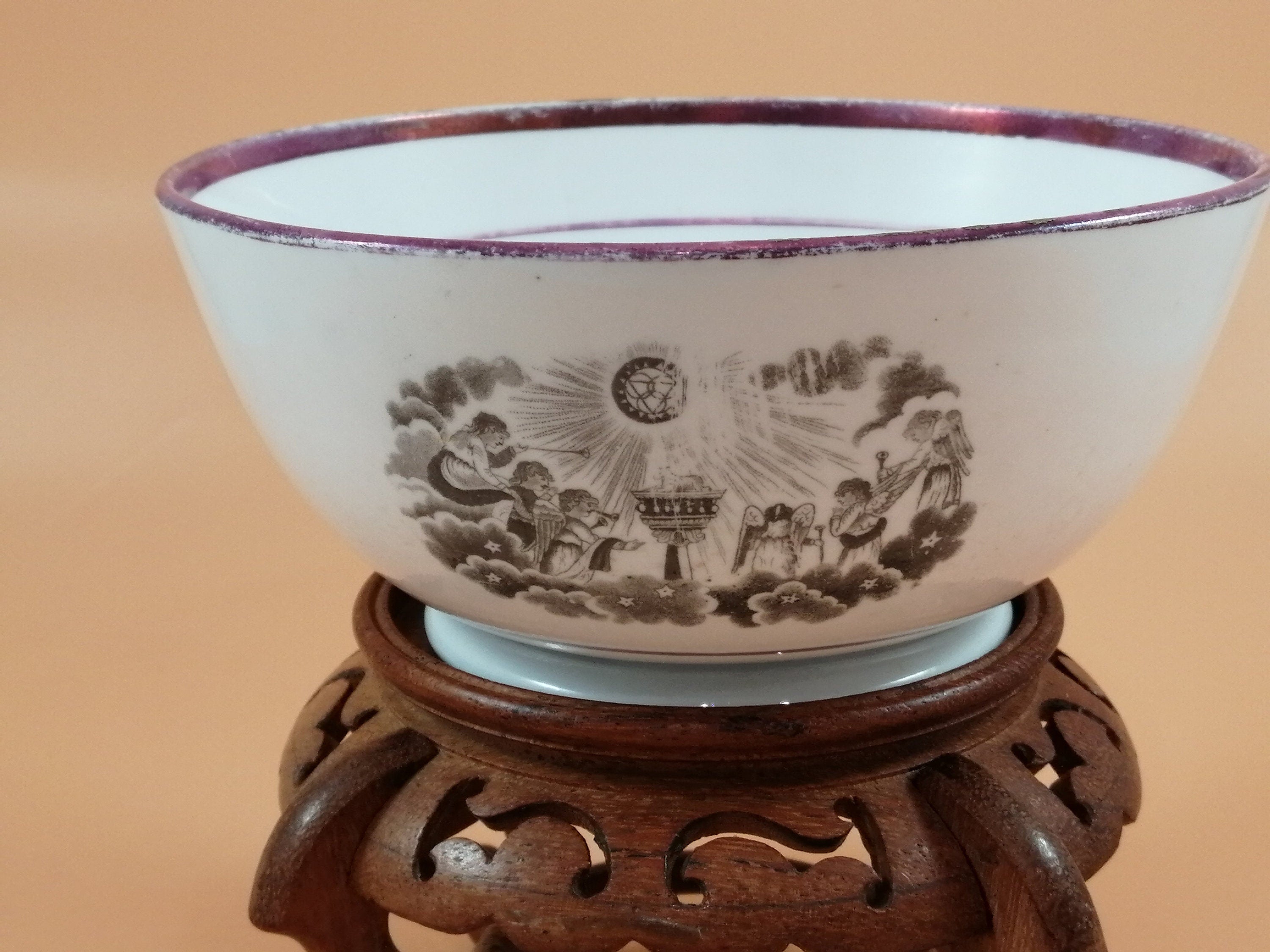 Rare 1817 Princess Charlotte Memorial Tea Bowl: Antique Staffordshire Lustreware