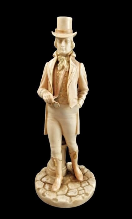 Royal Worcester figurine of a gentleman by James Hadley, Regency era, porcelain