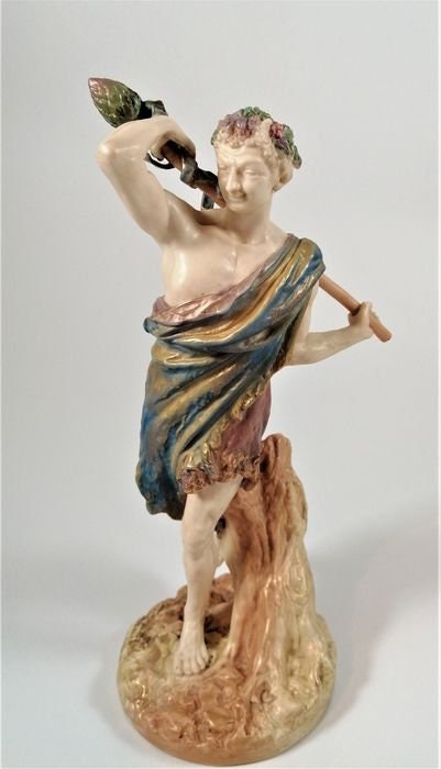 James Hadley - Royal Worcester - Figurine, Satyr with Staff, Pattern 1440 - Porcelain