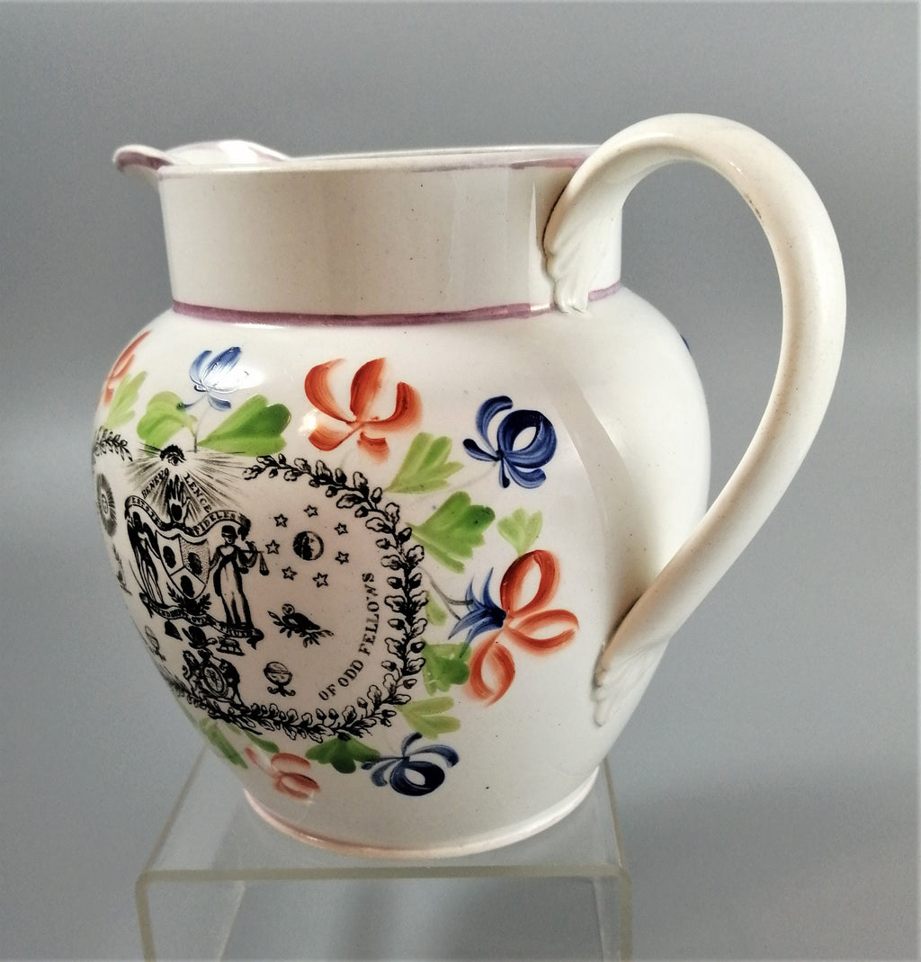 Antique jug with Masonic designs, Independent Order of Odd Fellows .Rare