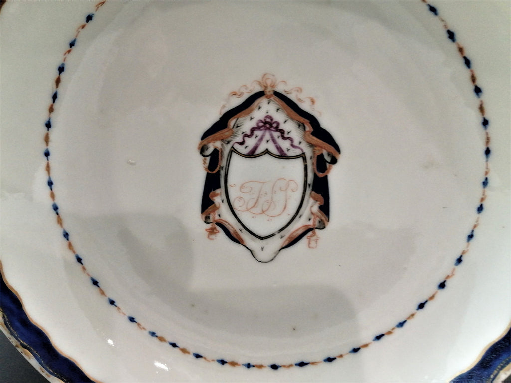 Antique Chinese Export Armorial Porcelain Plate, Qing Dynasty c. 1790