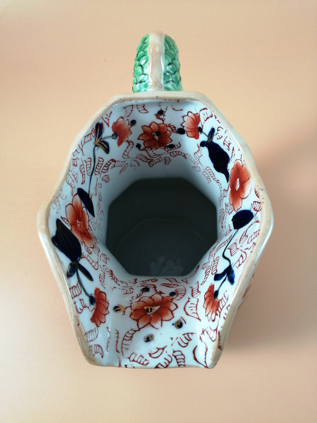 Antique Mason's Ironstone Jug: Serpent Handle, Imari Palette, Gilded Accents