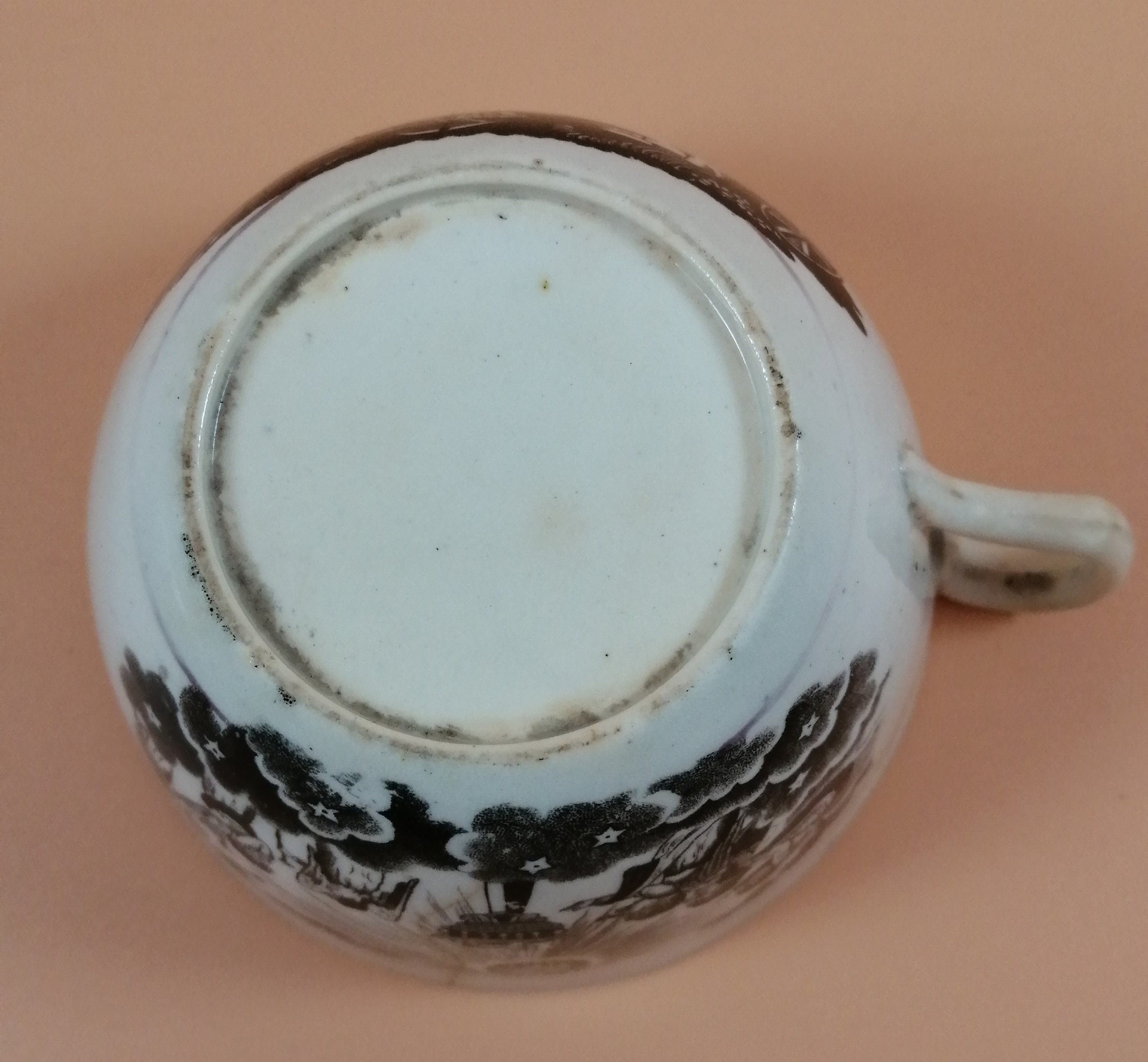 Antique Princess Charlotte Memorial Tea Cup & Saucer: 1817 Staffordshire Mourning Ware