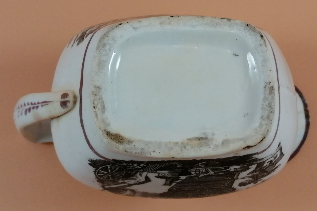 Antique 1817 Princess Charlotte Lustreware Jug: Staffordshire Britannia Mourning Print