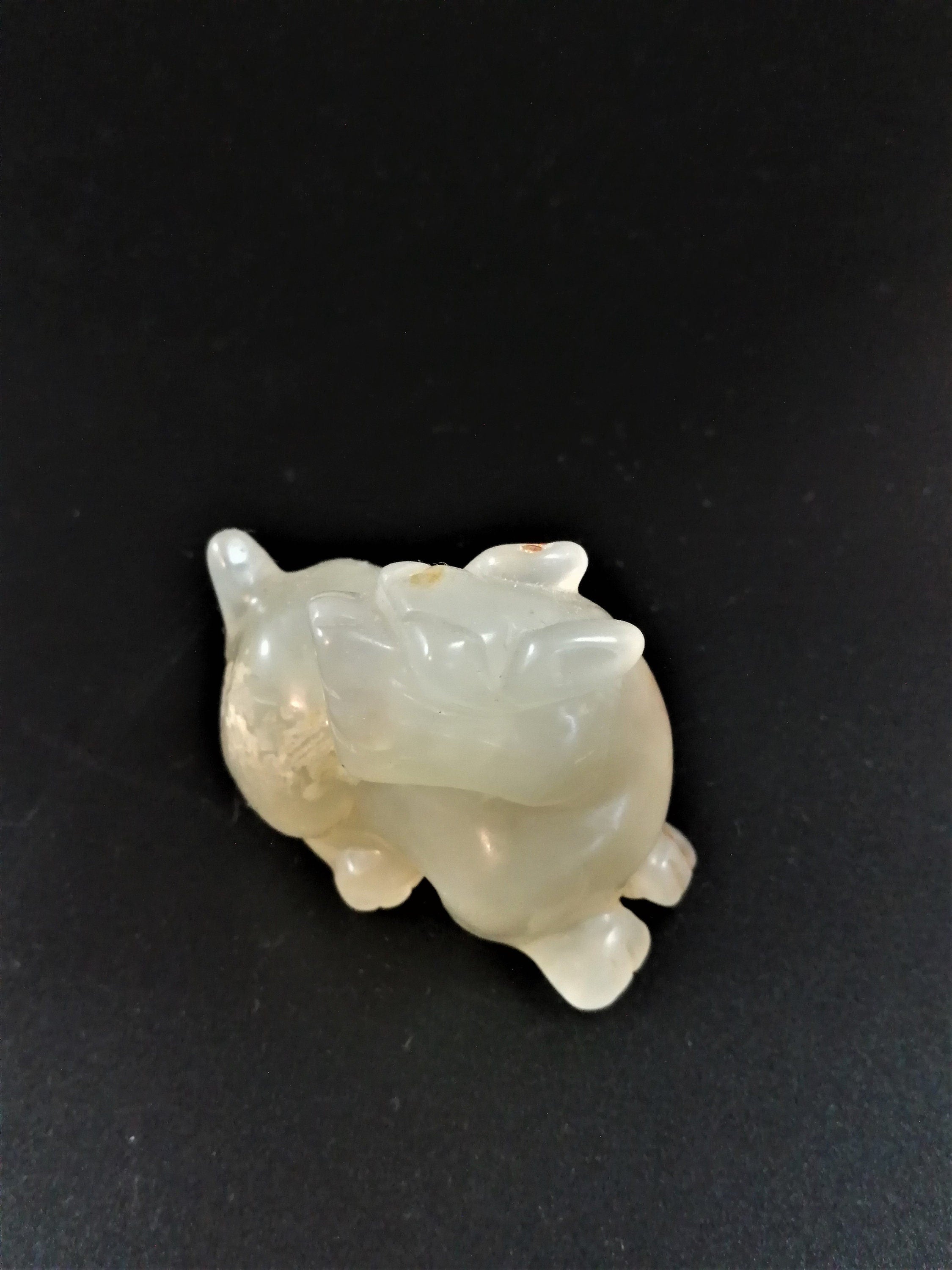 Chinese Nephrite Jade Carving pale green figure of a mythical beast