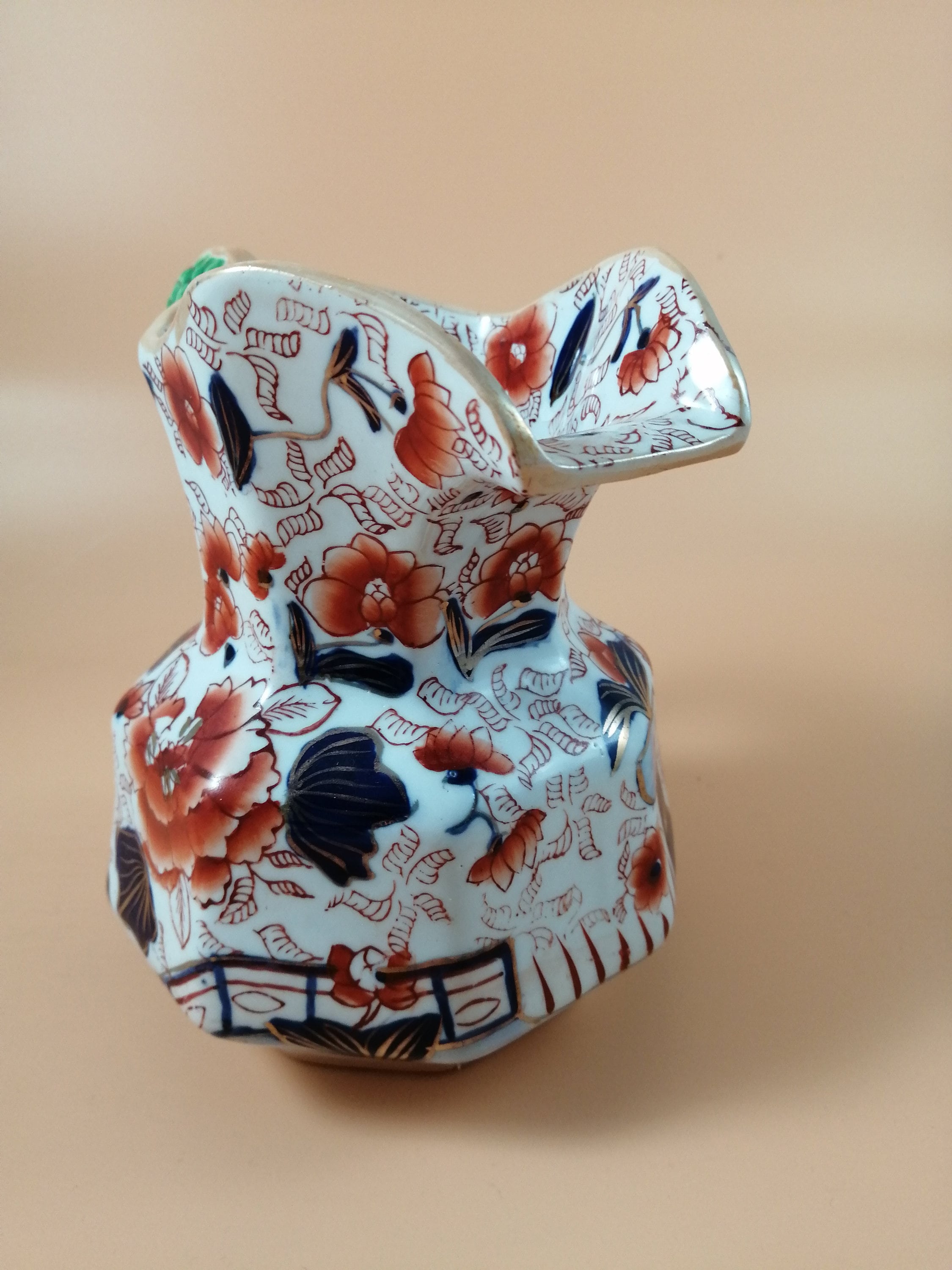 Antique Mason's Ironstone Jug: Serpent Handle, Imari Palette, Gilded Accents